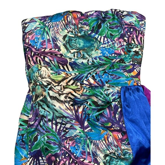 Bronx and Banco Selma Mini Dress Silk Fringe Drape Strapless Cocktail Size Small - Picture 5 of 16